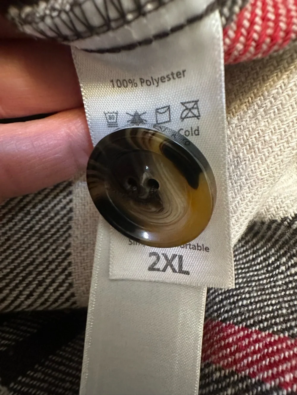 #147 - LuLaRoe Plaid Utility Shacket in Gray, White & Red - Picture 13 of 13